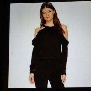 1. State Black Cold Shoulder Ruffle Top Size Medium